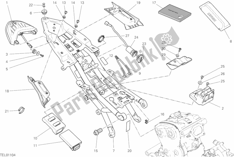 All parts for the Rear Frame Comp. Of the Ducati Monster 821 USA 2020